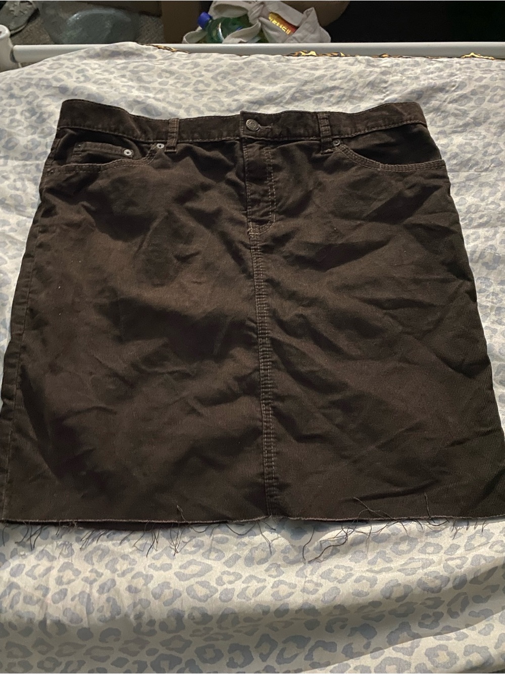 Casual Brown Midi Denim-Style Skirt